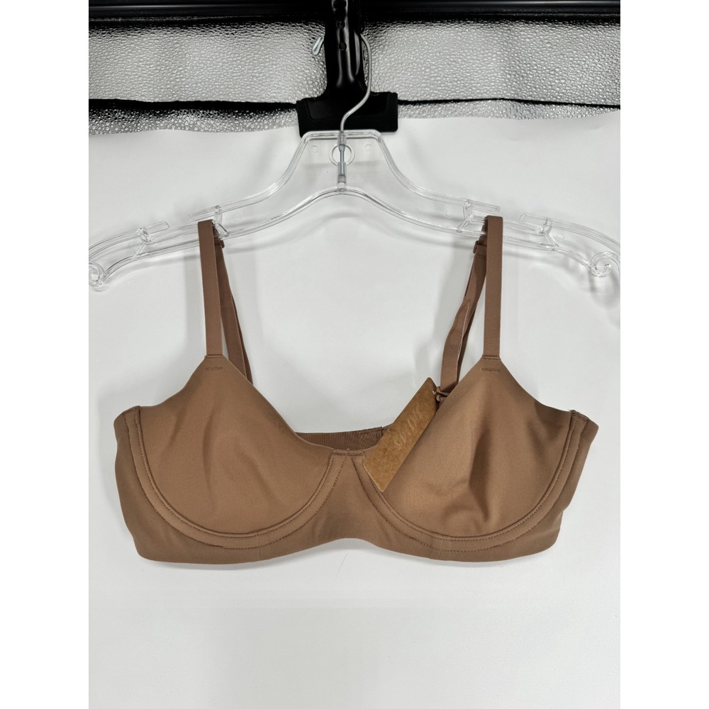 SKIMS Fits Everybody Unlined Demi Bra Women Size 32B Sienna Tan Brown Underwired